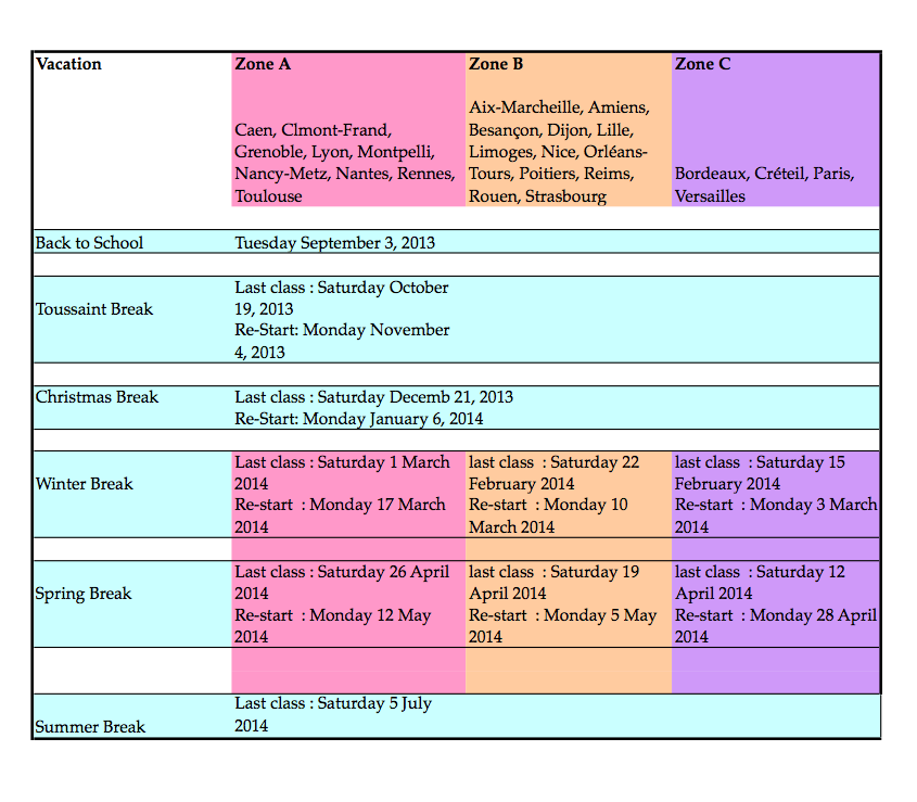 French School Vacation Days [Print Out] my parisian life